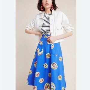Anthropology vibrant Blue Patterned Women's Skirt 4